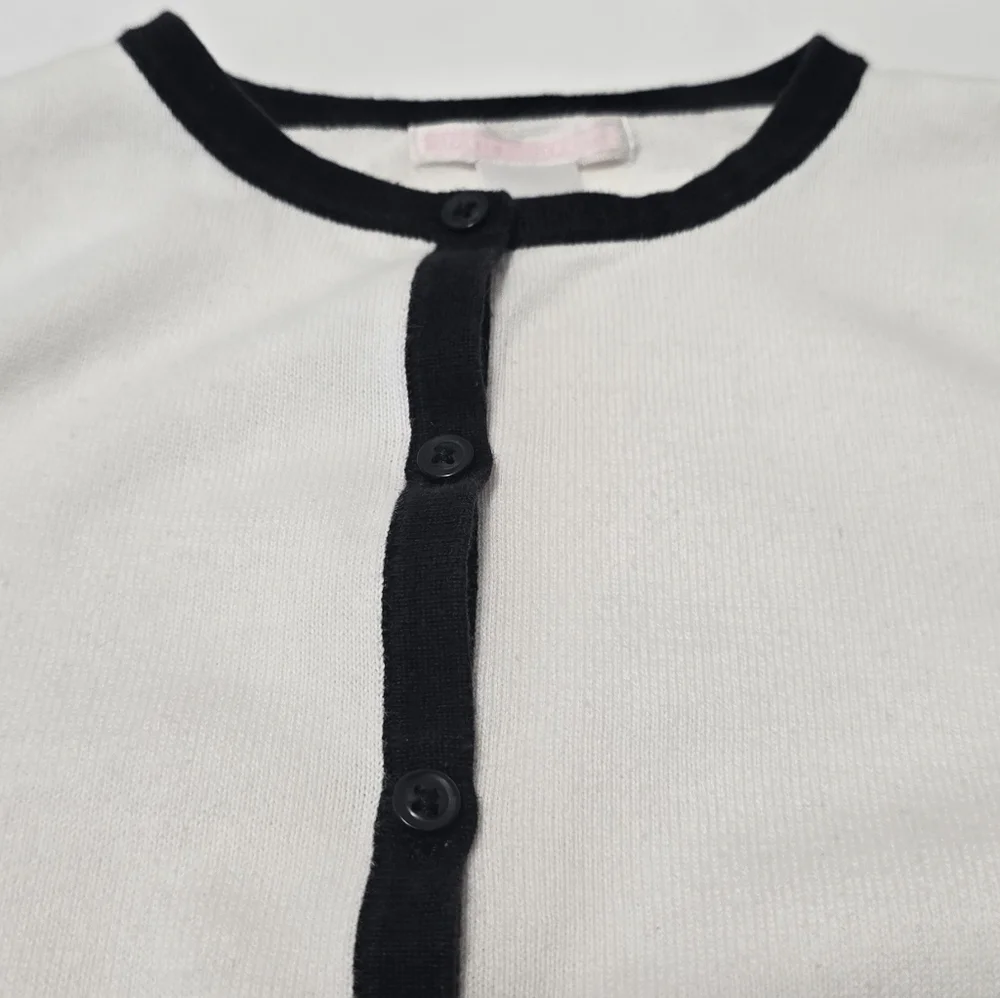 Janie and Jack Cotton White Cardigan with Black Bow Accents - Picture 4 of 11